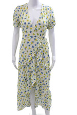 Lost + Wander Women Wrap Maxi Dress White Rayon V-Neck Floral Size XS