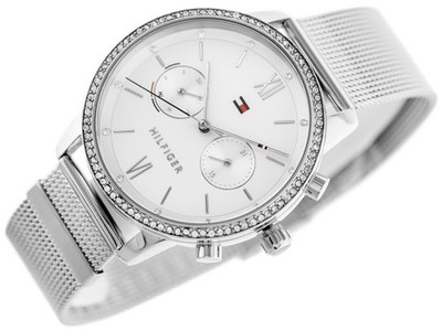 NEU ORIGINAL TOMMY HILFIGER DAMEN UHR 1782301 SILBER MESH ARMBAND - 2 JAHRE GARANTIE