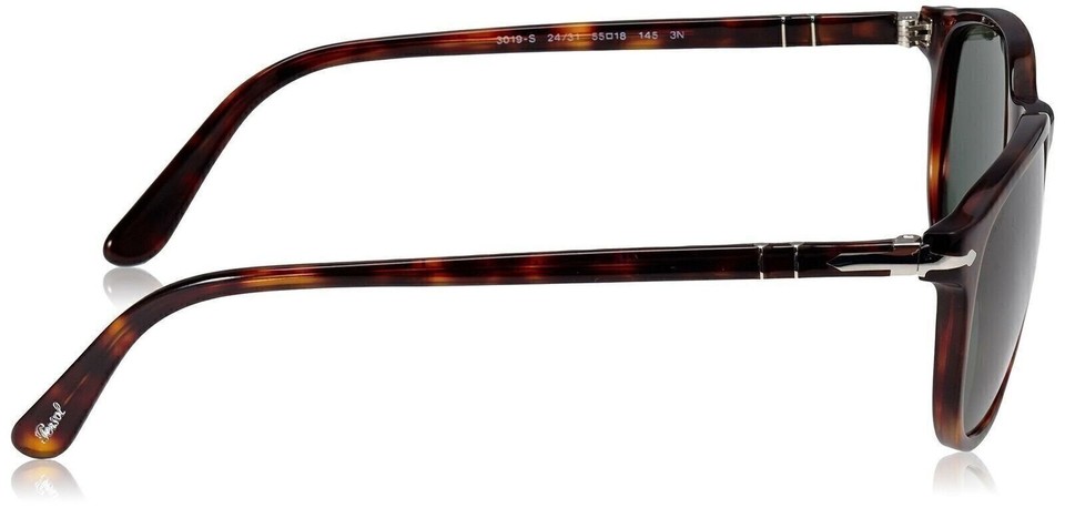 Persol Unisex PO3019S Sunglasses — Havana Frame, Crystal Green Lenses, 55mm - View #12