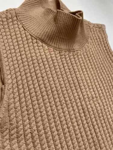 Elie Tahari Women's Size SMALL Sleeveless Top Cable Knit Mock Neck Brown Tan NWT - Picture 12 of 21
