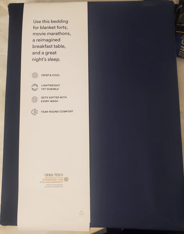 The Company Store Navy Percale Cotton duvet  NiB New In Bag, Full Size 84 X 90  - Image 3 of 4