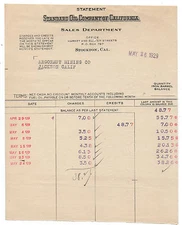 1929 Billhead from the Standard Oil Co of CA for Argonaut Mine Jackson CA
