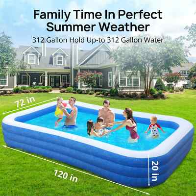 TaoTronics Inflatable Swimming Pools, 120'' x 72'' x 20'' Blow up Swimming Pools