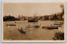RPPC Boating At Lake Thun Switzerland Real Photo Postcard W28