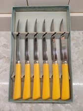 Set/6 Vintage W. Richardson Sheffield England Bakelite Handle Steak Knives Box