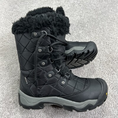 Keen Boots Womens Size 6.5 Sunriver High Winter Black WP Insulated Quilted EUC