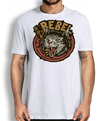 Funny Rebel Cat T-shirt Japanese Cartoon graphic Tee shirt