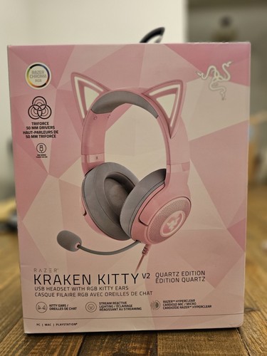 Razer Kraken Kitty Headest- RGB Lights- Quartz Edition -Pink (New)
