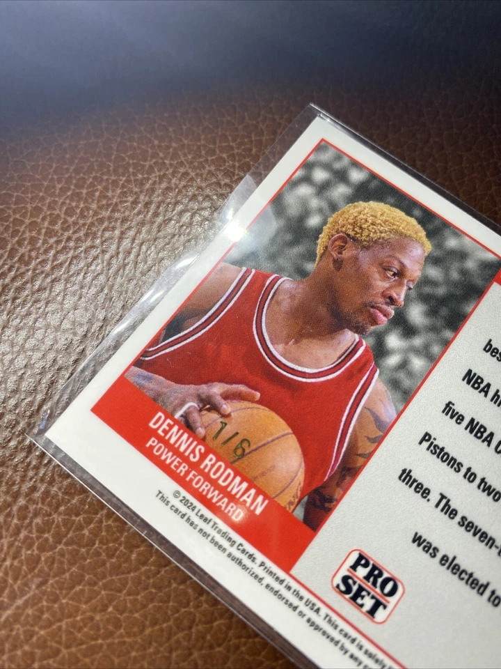 2024 Leaf Pro Set DENNIS RODMAN National NSCC Pink Refractor 1/6 Bulls 1st 1/1 - Image 3 of 3