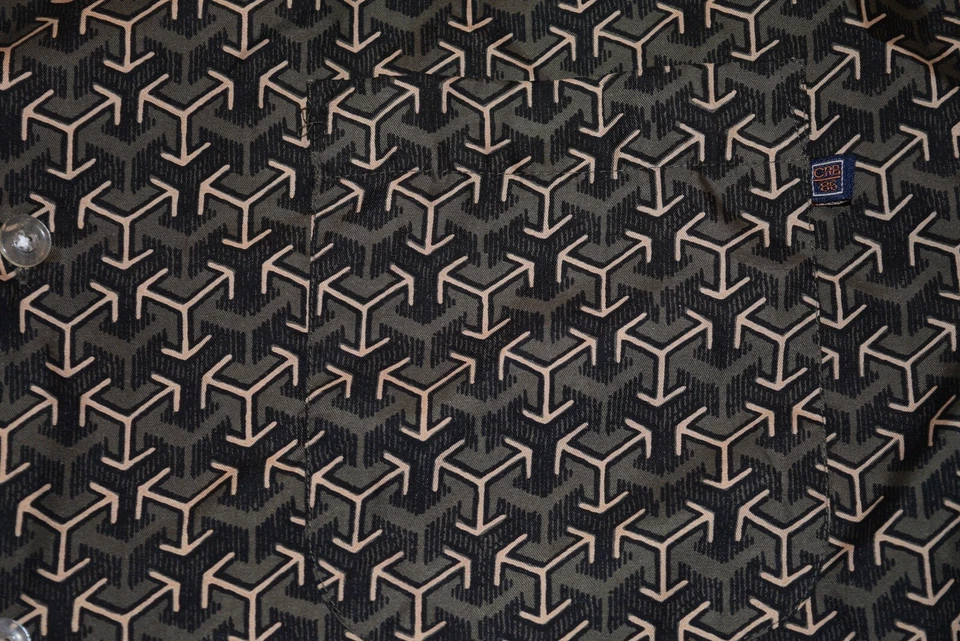 CANYON RIVER BLUES МУЖСКОЙ ЧЕРНЫЙ ЗОЛОТОЙ СТРЕЛЫ КОРОТКИЙ РУКАВ КНОПКА РУБАШКА XL X-LARGE - Изображение 2 из 4