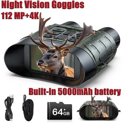 HOTPEAK 4K Night Vision Goggles 112MP Infrared Digital Binoculars 12X Zoom for Darkness