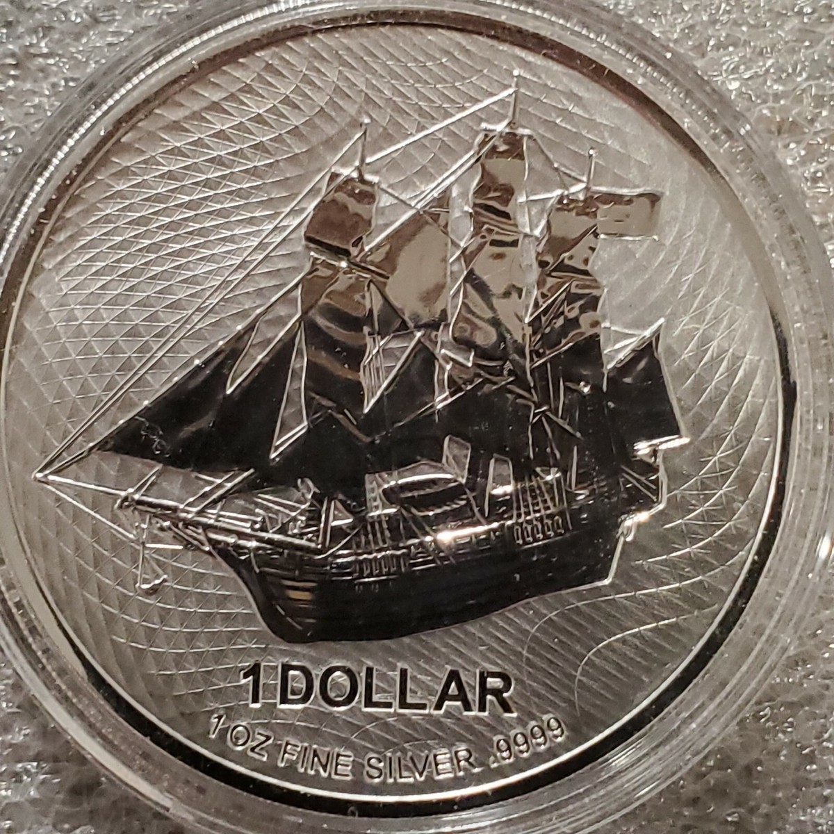 2020 1 oz .9999 Cook Islands Silver HMS Bounty 1$ Coin Mutiny