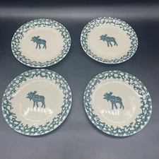 Set 4 Folk Craft Tienshan County Moose Cabin 7 1/2" Salad/Dessert/Bread Plates