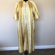 Roberta Lynn Quilted House Dress Robe Retro No Label Needs Repair 60's 70's