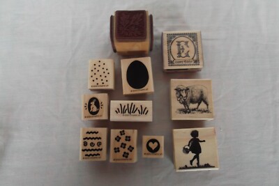 lot 11 stamps Stampin up Easter girl spring lamb sheep bunny rabbit egg seasons
