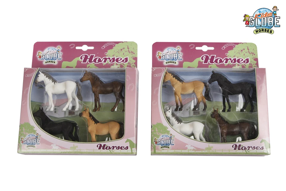 Kids Globe Pferde Set fÃ¼r Bauernhof, 4 StÃ¼ck, 1:32, Spielzeug Tiere, Pony Set