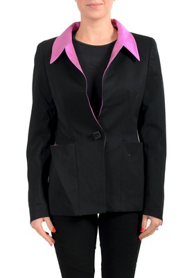 Gianfranco Ferre Women's Black Silk Wool One Button Blazer US M IT 42