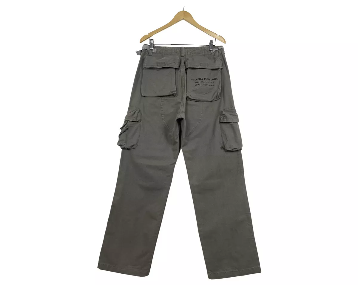 Mens ALPHA INDUSTRIES Cargo Pants Army Trousers Pants Khaki Size