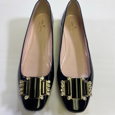 New New Kate Spade Nisella Deep Navy Blue Black Embellished Ballet Flats 