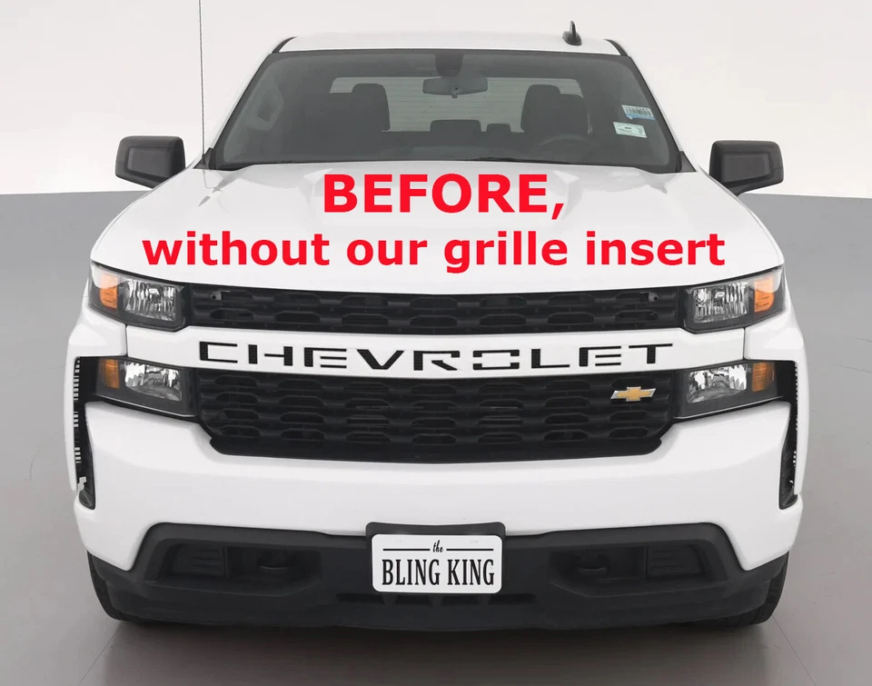 Chevy Silverado 1500 2019-2022 parrilla cromada inserción rejilla superposición moldura WT Foto 3 de 4