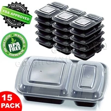 15 Pack PaczSaver Meal Prep Containers 2 Compartments Food Storage Boxes 