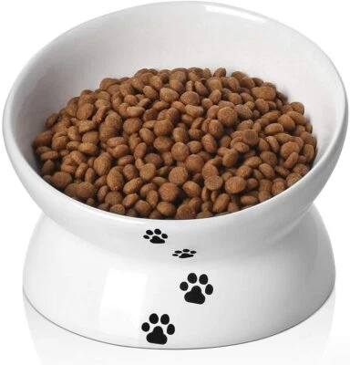 Y YHY Ceramic Raised Cat Food Bowl, Slanted Cat Dish, Tilt Angle Protect Cat's