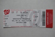 WASHINGTON NATIONALS VS MIAMI MARLINS 5/28/2014 FULL TICKET ~ WILSON RAMOS HR
