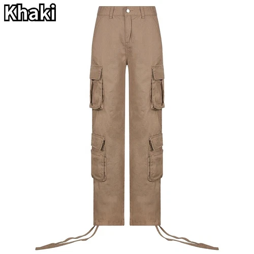 Women Cargo Pants Wide Leg Straight Trousers Casual Baggy Sweatpants casual Y2K - Picture 18 of 29