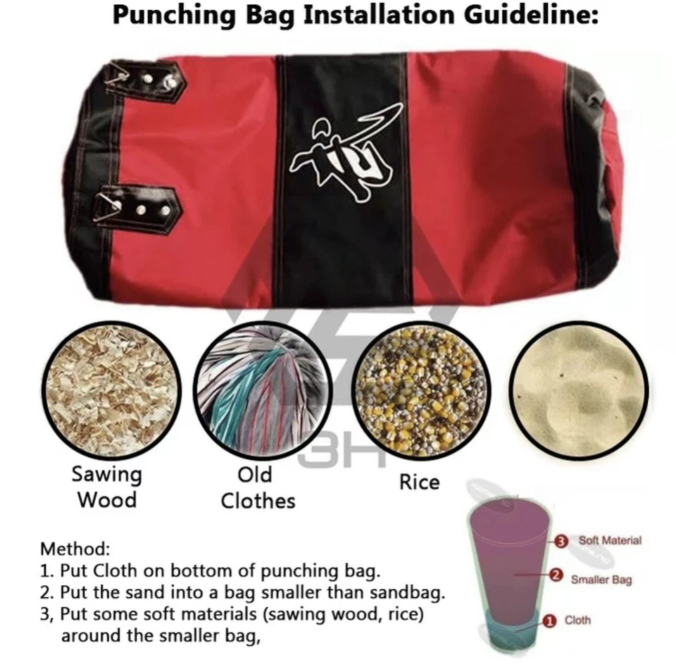 3H fitness Punching Bag MMA GYM SANDA MUAY THAI punching bag sandbag [120cm] - Image 4 of 4