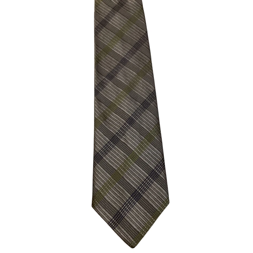 Corbata de hombre ALTEA 100 % seda 58" diseñador ITALIA CUADROS GRIS/AZUL/VERDE NUEVA CON ETIQUETAS Foto 2 de 3