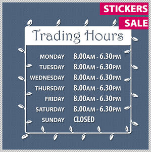 Custom Vinyl Lettering TRADING HOURS CONTACT sticker decal business shop sign 