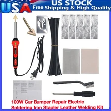 100W Car Bumper Repair Electric Soldering Iron Stapler Leather Welding Kit US