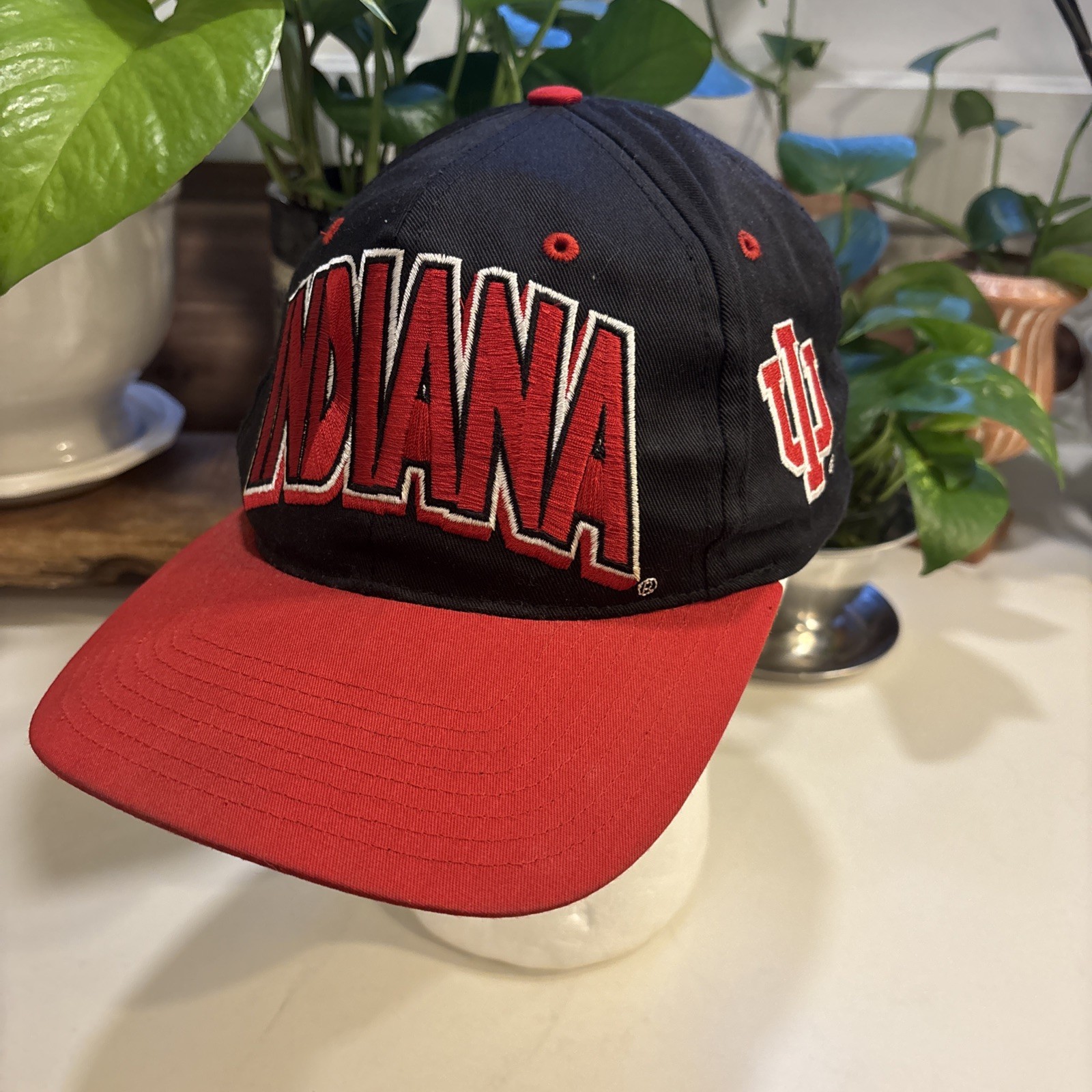 VINTAGE Indiana Hoosiers IU Hat Cap Snapback Logo 90s Twins Enterprise NCAA