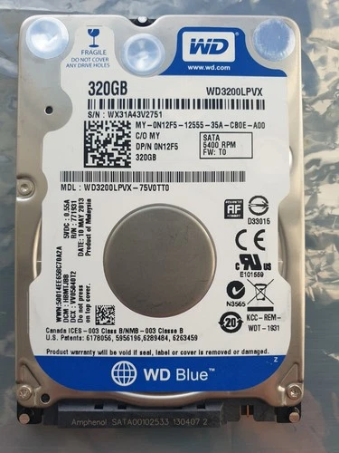 Western Digital 320GB WD3200LPVX-75V0TT0 2.5" SATA HARD DRIVE WD - DCM: HBMTJBB