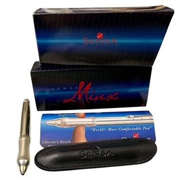 Sensa Minx Ballpoint Pen Leather Case Box Sleeve Gold Vintage 1999 Owners Manual