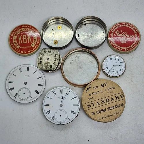 Antique WALTHAM Pocket Watch Movements 3 & 1 Enameled Dial Parts Or Repairs