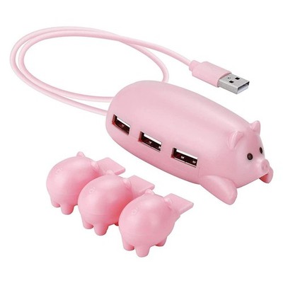 JAGTRADE Cute USB 2.0 Hub Pink Mom Pig with 3 Piglet 85x65mm, 