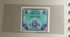 AMC France Cinq (5) Francs Note 1944 Allied Military Currency, WWII Issue P-115a