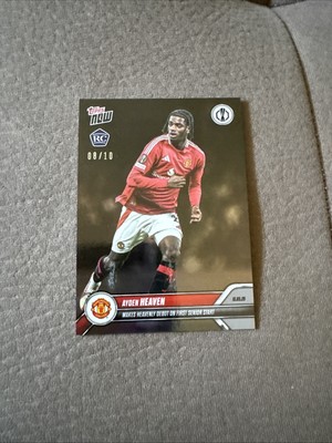 TOPPS NOW 24-2025 UEL EUROPA LEAGUE #025 AYDEN HEAVEN RC MAN UTD PARALLEL /10