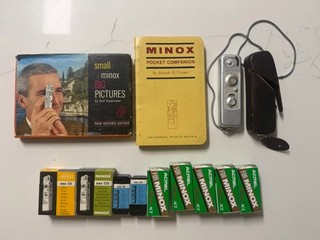 Minox B German Subminiature Spy Camera With Brown Case | Film and Books Included