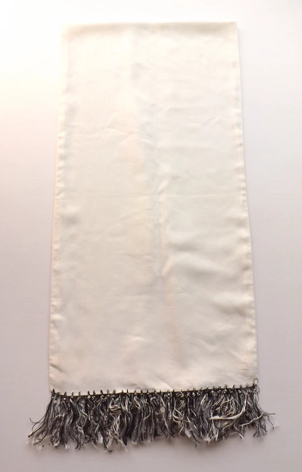 Vintage TOOTAL Men's Scarf White with Black White Fringing MOD SCOOTER OPERA - Image 3 of 4