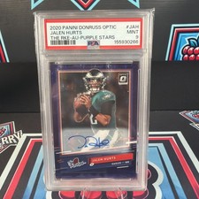2020 JALEN HURTS *ROOKIE OPTIC PURPLE STARS AUTO /25 - PSA MT 9 * EAGLES