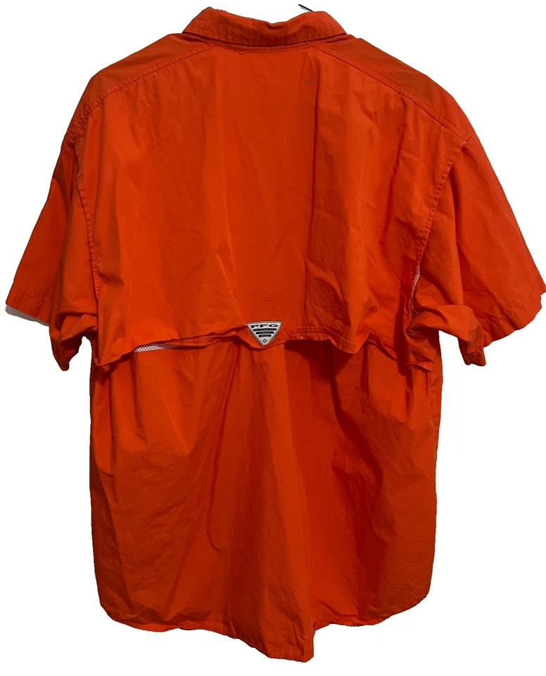 HOUSTON ASTROS Men Columbia PFG Orange Fishing Short Sleeve Shirt M Columbia - Image 2 of 4