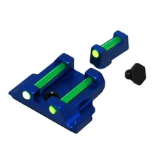 Dark Blue Anodized Aluminum Front & Rear Sight with Green Fiber For G17 G19 G26