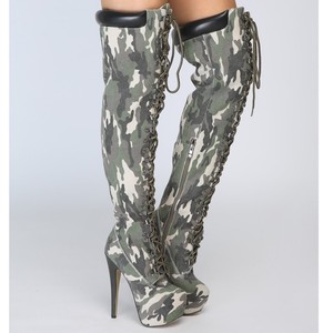 camouflage thigh high boots