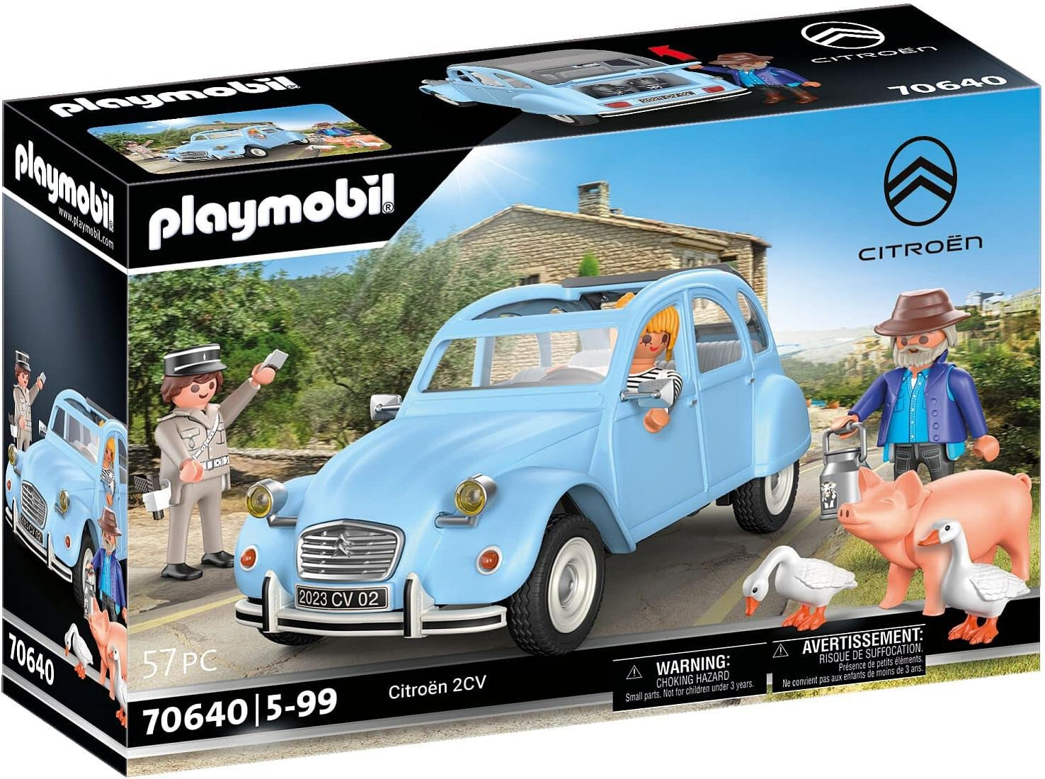 Playmobil Citroën 2CV voiture de vacances vintage en plastique avec 3 figurines