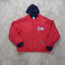 Berne Jacket Mens XL Red Hooded Work Wear Insulated Coat Lined