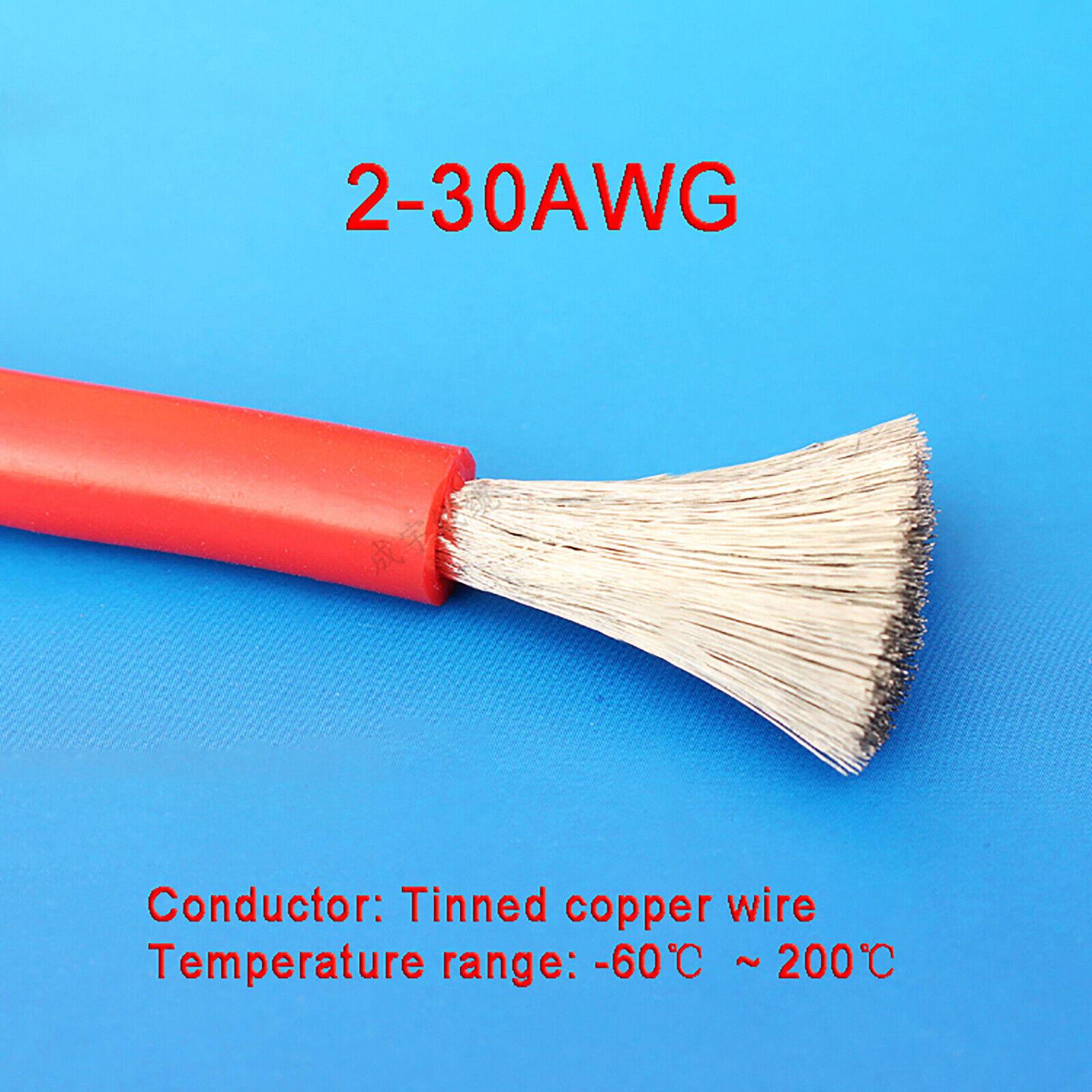 Red 2-30AWG Flexible Silicone Cable, HIGH TEMP 200℃, 0.08mm Tinned Copper Wire Super zyskowne akcje