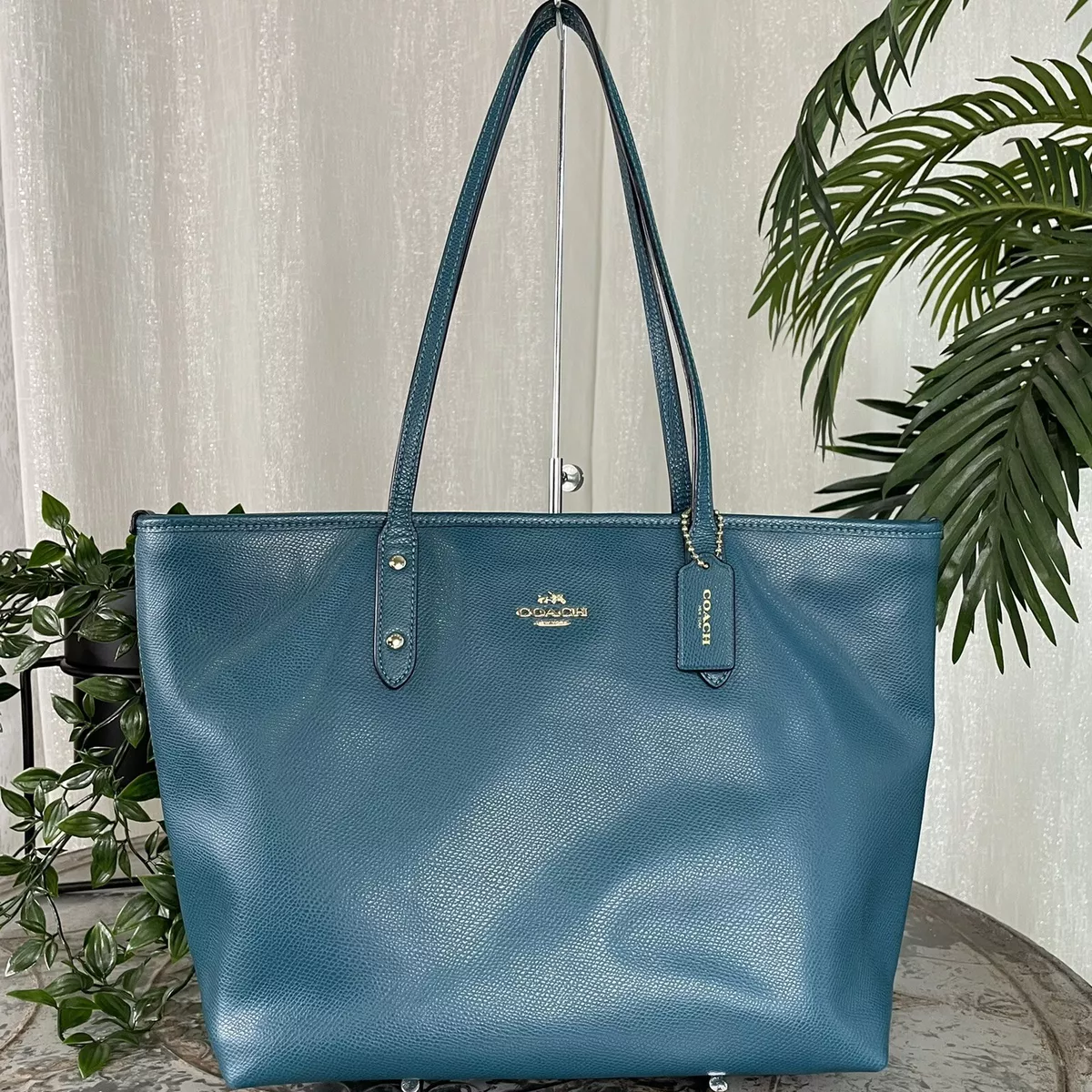 COACH CITY ZIP LARGE TOTE IN CROSSGRAIN LEATHER F36875 SV/AZURE $295