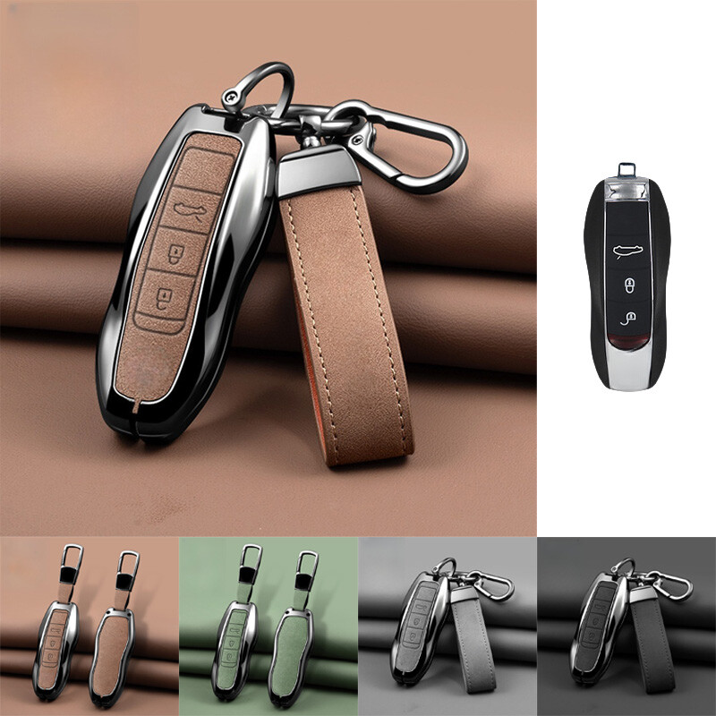 Zinc Alloy Leather Car Key Fob Case Cover For Porsche Cayenne Macan 918 Carrera